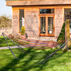 2-in-1 Hängemattenständer, wetterbeständig, Wäscheständer, 290 cm x 92 cm x 88 cm, Schwarz