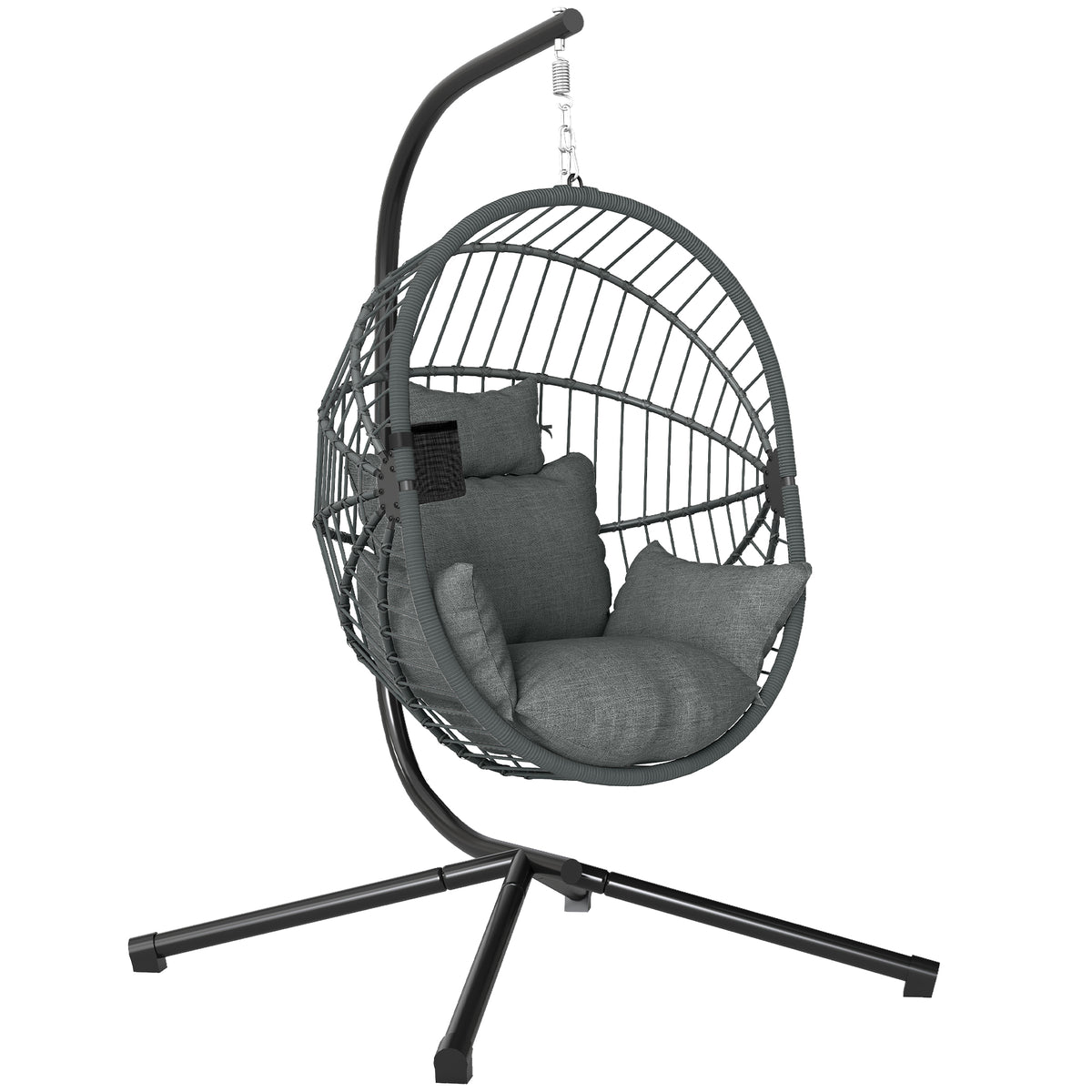 Outdoor Hängesessel Hängesessel, inkl. Polster, Egg-Chair, 120 cm x 106 cm x 188 cm, Grau