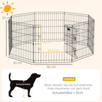 Dog Playpen, Puppy Pen, Eight-Panel Metal Fence, for Small Dogs, Indoors, Outdoors - Black