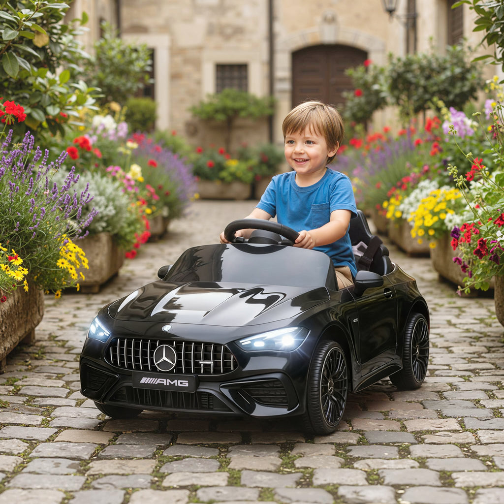 Kinder-Elektroauto, Mercedes-Design, 12V Motoren, Fernbedienung, LED-Lichter, Musik, f¨¹r 3-6 Jahren Kinder, Schwarz