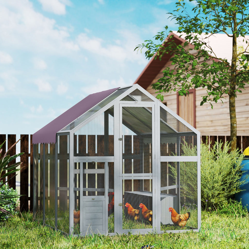 Large Walk In Chicken Run with Waterproof & Anti-UV Cover, for 6-8 Chickens, for Garden, Farm, 5.5' x 6' x 6'