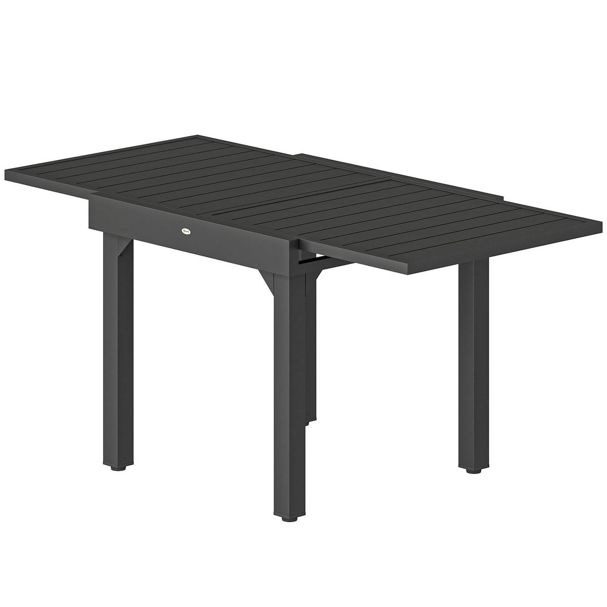 Expandable Patio Dining Table for 4-6 People, 80-160 cm Aluminium Extendable Outdoor Patio Table with Slatted Top, Black