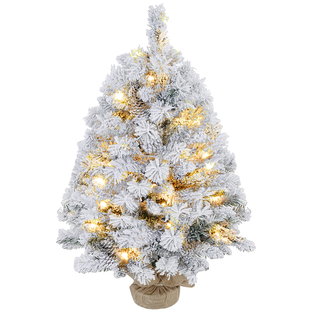 3ft Snowy Tabletop Christmas Tree, with LED Lights