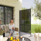 Decorative Privacy Fence Screen, Metal Outdoor Privacy Screen Climbing Plant Trellis with Stand, 122 x 198 cm, Black