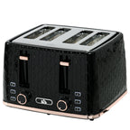 4-Scheiben-Toaster mit 7 Bräunungsstufen, High-Lift, Aufwärmen/Auftauen/Abbrechen, 1860W, Schwarz mit Wabenstruktur