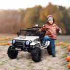 Kinder-Elektroauto mit sanfter Federung, fernsteuerbar, LED-Lichter, Hupe, 12V-Motoren, aus Kunststoff und Metall, Wei?