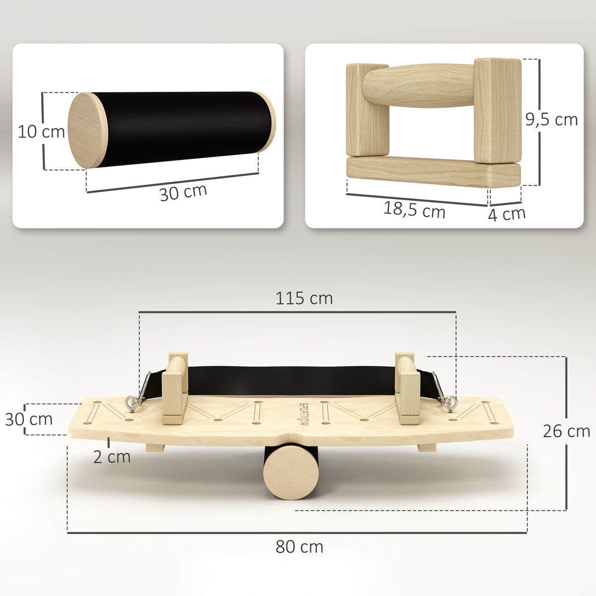 Push Up Bars Set, Liegest¨¹tzgriffe mit Trainingsboard & Widerstandsb?ndern, Holz