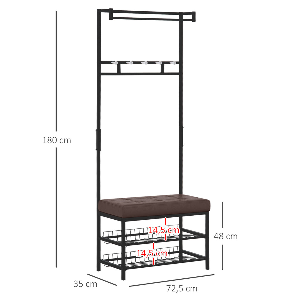 Coat Rack Entryway Coat Hanging Hat Bags Hook Storage Hallway Storage Shelf Footrest Bench Metal Multi Purpose