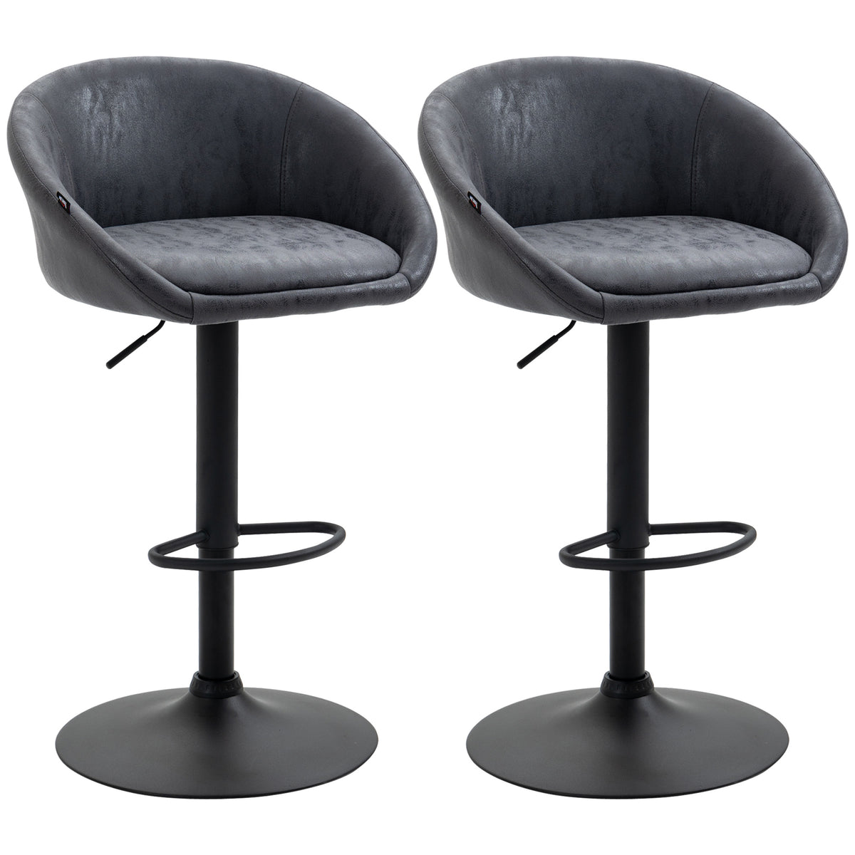 2er-Set Barhocker, höhenverstellbar, 360-Grad-Schwenk-Design, 57 cm x 50 cm x 84-104cm, Grau