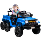 12V Elektrisches Kinderauto, mit Anh?nger, LED-Lichtern, Musik und Hupe, f¨¹r Kinder im Alter von 3-8 Jahren, Hellblau