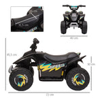 Kinder Quad Elektro 6V Kinderquad mit Vorwärts-, Rückwärtsfunktion für Kinder 1,5-3 Jahre bis 20 kg Schwarz