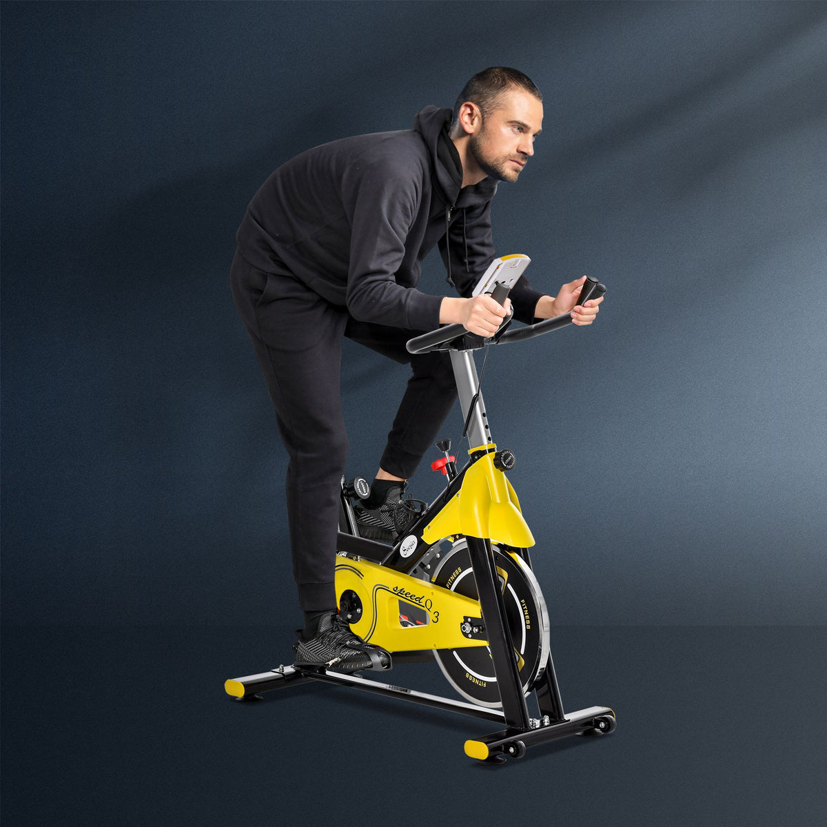 Exercise Bike, with 6kg Flywheel Belt Drive, Adjustable Resistance, LCD Display - Yellow