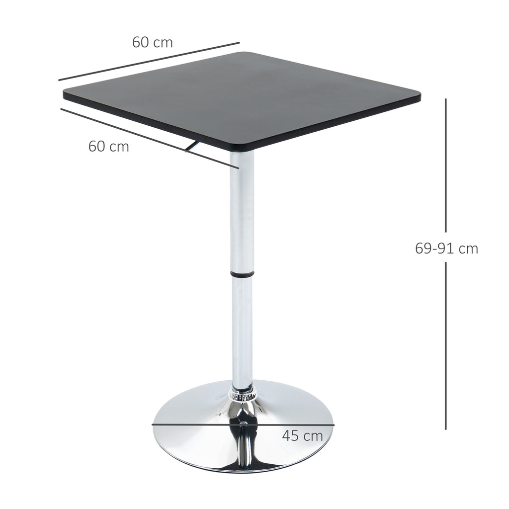Höhenverstellbarer Bartisch, 360° drehbar, kratzfeste Füße, stabile Metallbasis, Schwarz/Silber
