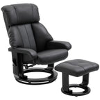 Relaxsessel mit Hocker, drehbarer Fernsehsessel mit Massagefunktion, Liegefunktion, Massagesessel mit Fernbedienung, Seitentasche, Ruhesessel aus Kunstleder für Wohnzimmer Schwarz