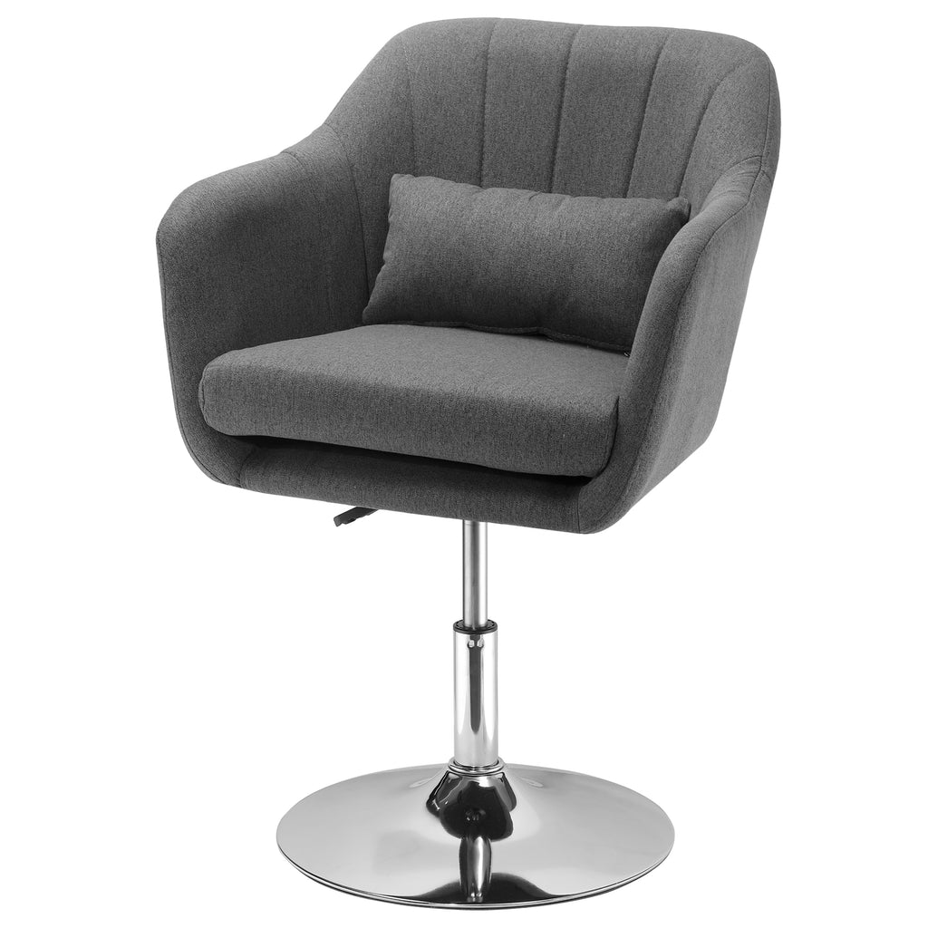 Drehstuhl, höhenverstellbarer Bürostuhl, leinenartiges Polyester, Metall, 60 x 60 x 79-91 cm, Dunkelgrau