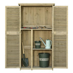 87 x 47 x 160cm Wooden Garden Storage Shed, Sheds & Outdoor Storage with Asphalt Roof & 2 Large Wood Doors with Lock, Sand Brown