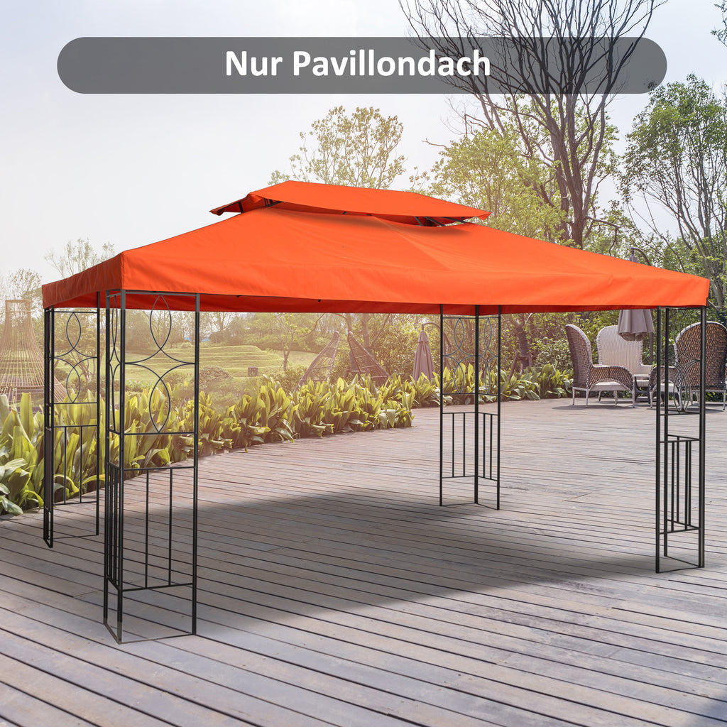 3x4m Gazebo Replacement Roof Canopy 2 Tier Top UV Cover Garden Patio Outdoor Sun Awning Shelters Rusty Red (TOP COVER ONLY)