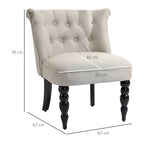 Sessel Wohnzimmer Loungesessel Vintage Relaxsessel mit Holzbeine Lesesessel mit Leinenoptik, Polstersessel für Schlafzimmer Beige