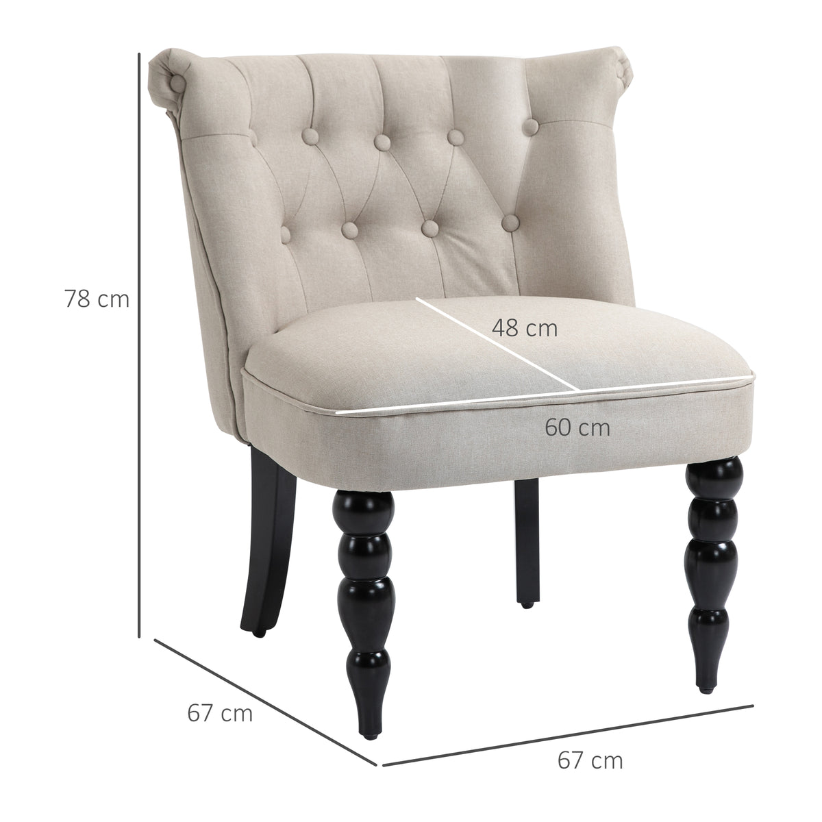 Sessel Wohnzimmer Loungesessel Vintage Relaxsessel mit Holzbeine Lesesessel mit Leinenoptik, Polstersessel für Schlafzimmer Beige