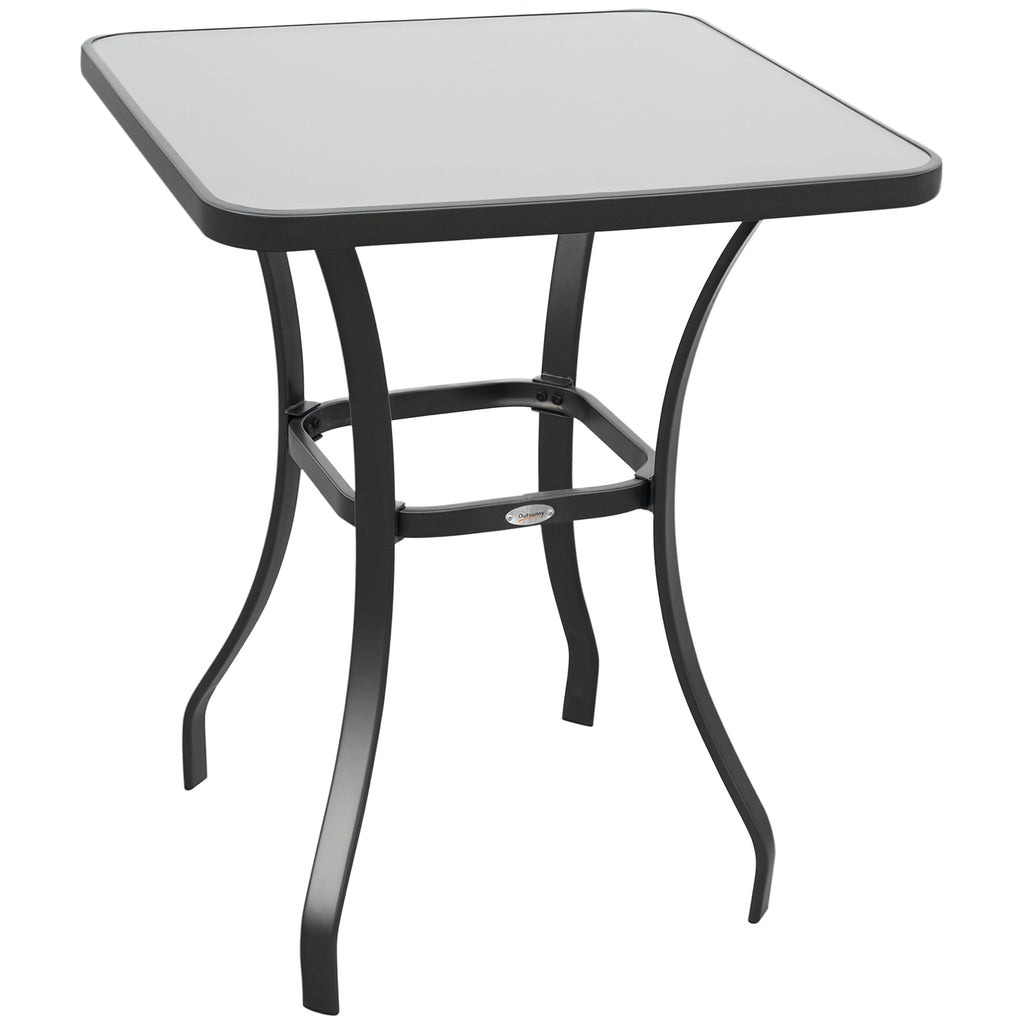  Gartentisch Bistrotisch Glastisch Hartglas+Metall Schwarz L68,5xB68,5xH84cm