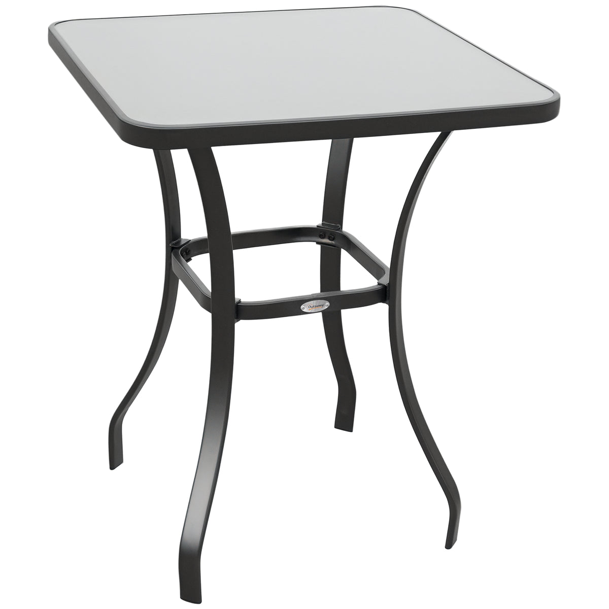  Gartentisch Bistrotisch Glastisch Hartglas+Metall Schwarz L68,5xB68,5xH84cm