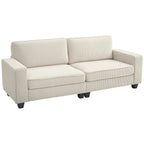 3-Sitzer Sofa mit Cordbezug, Wohnzimmersofa mit Federkern, bis 400 kg, 227 x 84 x 87 cm, Cremewei?