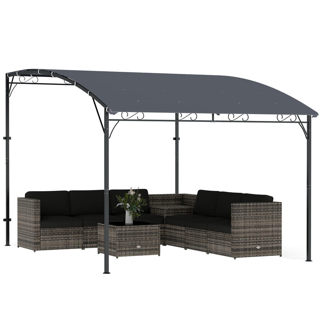 Anbaupavillon Pergola mit Metallgestell Dach, wetterfest wandmontiert Pavillon Vordach 2,86 x 3,84 x 2,52 m Grau