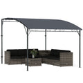 Anbaupavillon Pergola mit Metallgestell Dach, wetterfest wandmontiert Pavillon Vordach 2,86 x 3,84 x 2,52 m Grau