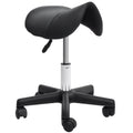 Saddle Stool, PU Leather Adjustable Rolling Salon Chair with Steel Frame for Massage, Spa, Beauty and Tattoo, Black
