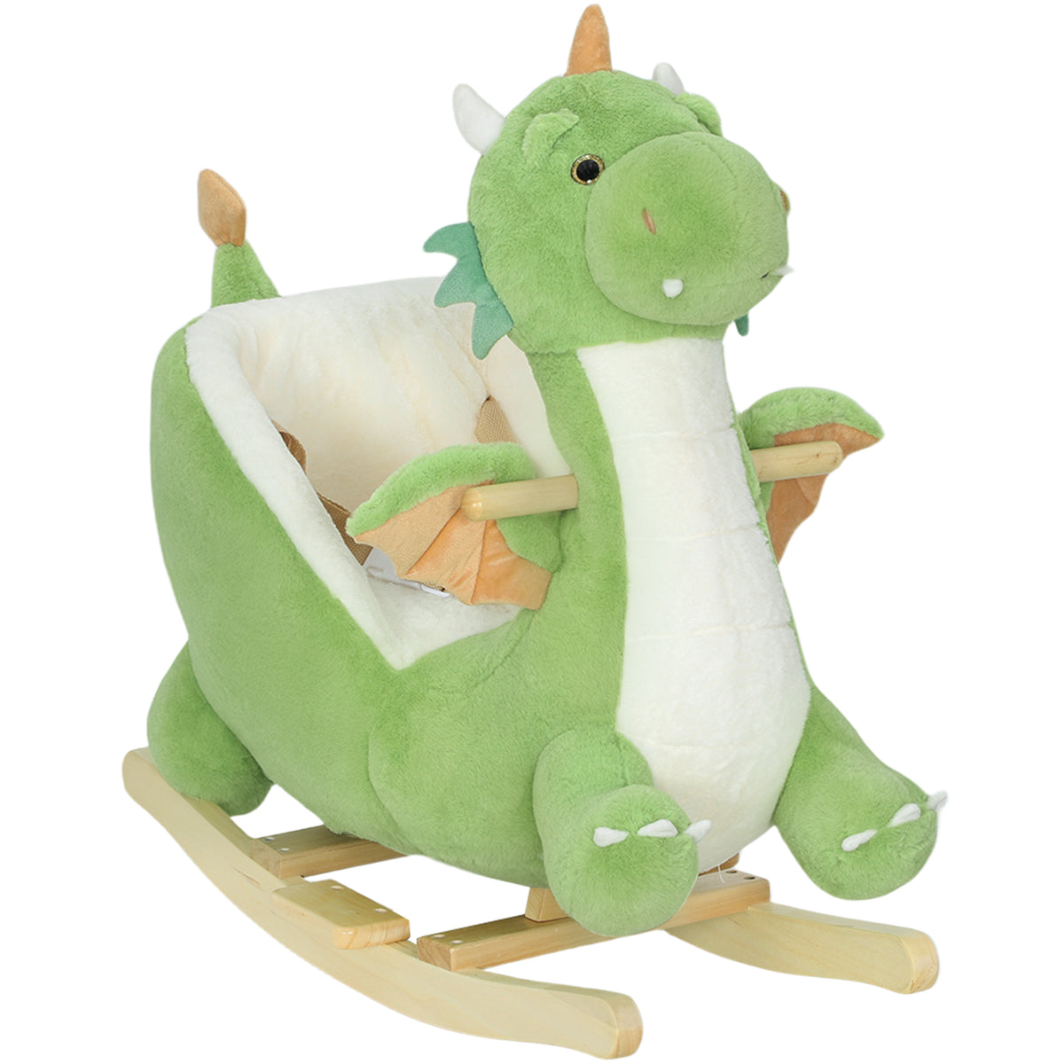 Schaukeltier, Dinosaurier-Schaukel, interaktive Tierger?usche, weiche F¨¹llung, Holzrahmen, 73 x 39 x 66 cm, Gr¨¹n