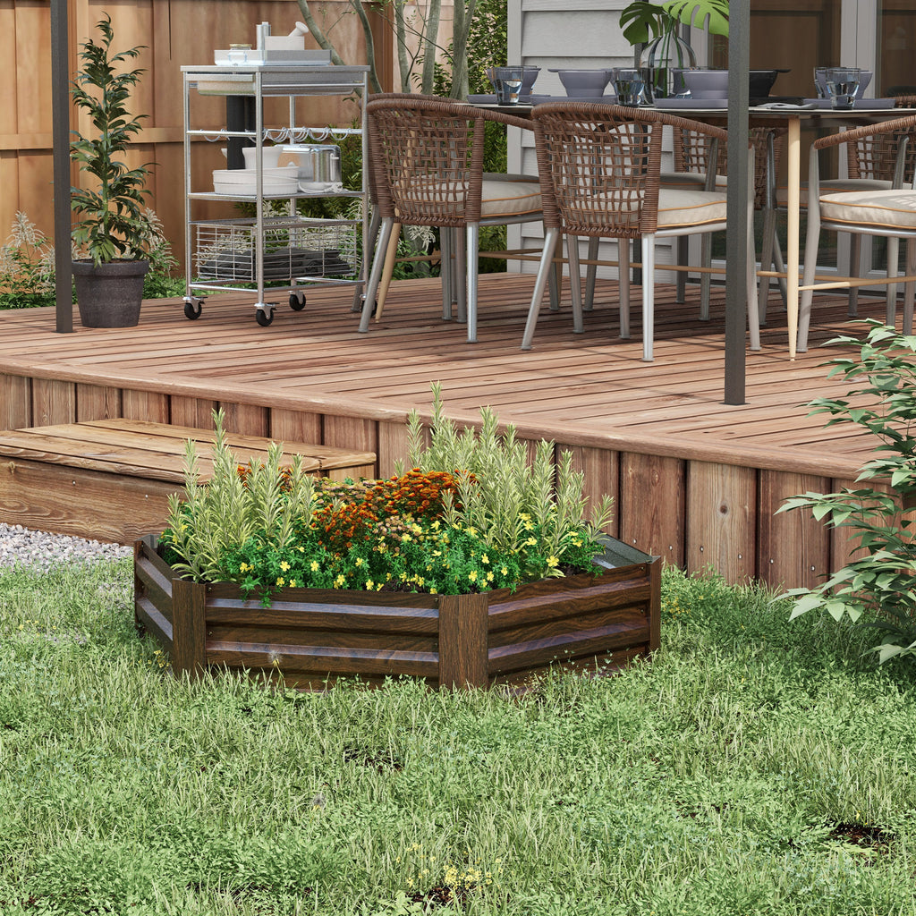 Hochbeet Gartenbeet Kr?uterbeet, wetterbest?ndig, offener Boden, 113 x 98 x30 cm, Dunkelbraun