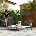 Hundeliege Outdoor, Erh?htes Hundebett f¨¹r gro?e Hunde, mit Stahlrahmen, atmungsaktiv Netzgewebe, 152x94x23 cm, Beige