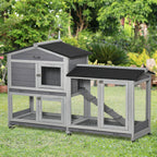Wooden Rabbit Hutch, Guinea Pig Cage, with Wheels, Run, Slide-Out Tray, Ramp