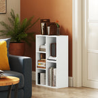 2-Ebenen-Bücherregal, 5 Fächer, Spanplatte, Aufbewahrungsregal, Weiß