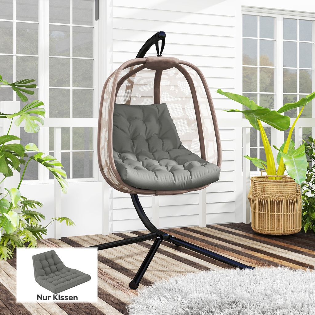 Sitzkissen, Außensitzkissen für Hängekorb und Schaukelstühle, Outdoor-Polsterkissen, Grau