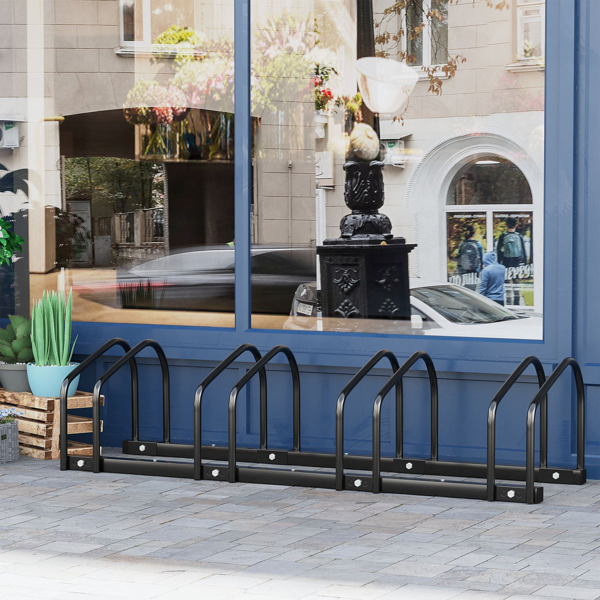 Fahrradständer für 4 Fahrräder, wetterfest, Wand- oder Bodenmontage, Stahl 110 x 33 x 27 cm