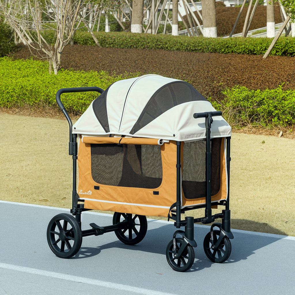 Hundewagen Hundebuggy klappbar für Hunde & Katzen bis 30 kg 110 x 65 x 102 cm Braun