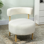 Sessel Loungesessel Relaxsessel mit Sherpa-Fleece, Metallbeinen in Holzoptik Polstersessel 67 x 67 x 71 cm Cremewei?