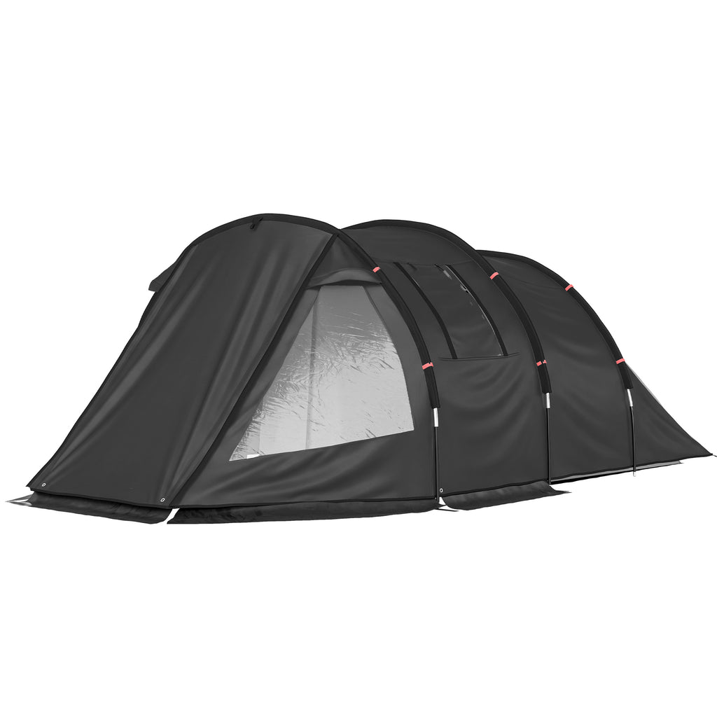 Campingzelt Trekkingzelt Zelt, wetterbeständig, 2 Räume, 475 x 264 cm Breite x 172, Schwarz