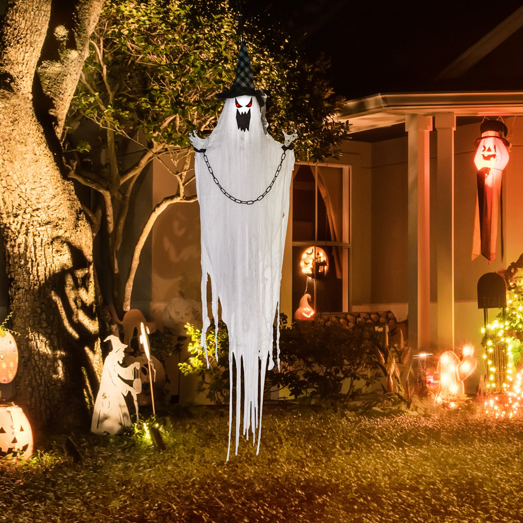 6'6" Hanging Prisoner Ghost Halloween Animatronic, with Glowing Eyes