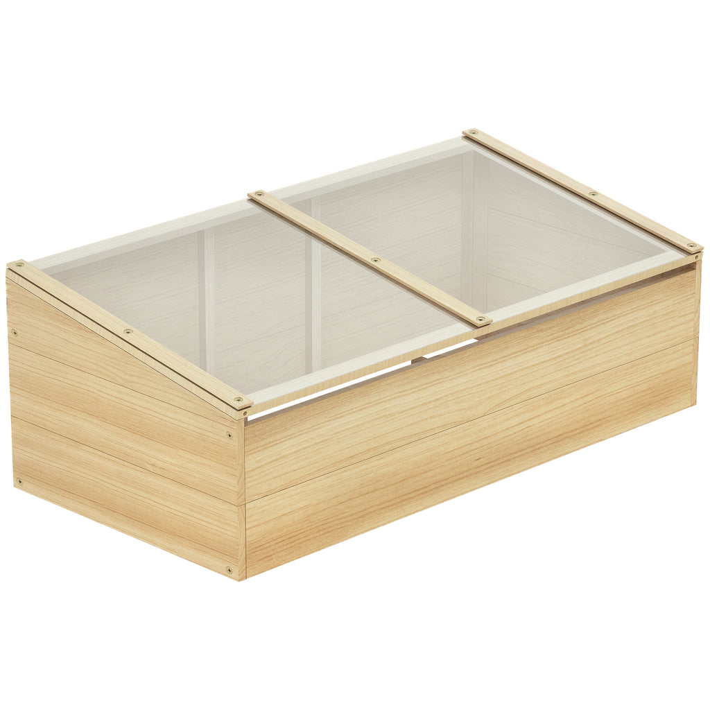 Gewächshaus Holz Frühbeet Frühbeetkasten Treibhaus Garten & Pflanzkasten-System für Garten Balkon, 100 x 50 x 35 cm, Natur, Tanne, PC-Platte