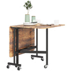 Six-Seater Drop-Leaf Dining Table, with Wheels - Brown Wood-Effect