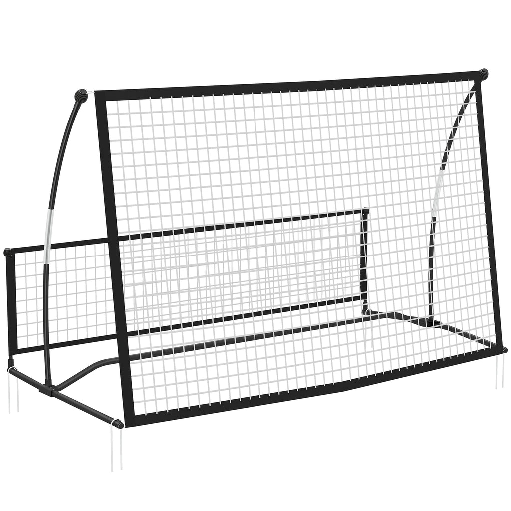 Rebounder für Fußball, 2-in-1 Zweiseitig Faltbar Prellwand mit Rückprallwand Netz, 200 x 94cm, Schwarz