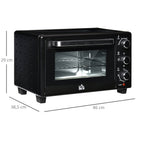 Minibackofen, 21 L Toasterofen mit 1 Drahtgestell und 1 Backblech, 3 Kochmodi, 100?¡ãC-230?¡ãC, Edelstahl, Glas, Schwarz