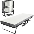 Klappbett 80x200 cm Erwachsene Gästebett Klappbar mit 10cm Dicker Schaumstoff Reisebett mit Stahlrahmen Feldbett mit Rollen bis 150 kg belastbar Einzelbett