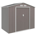 7ft x 4ft Lockable Polypropylene Garden Storage Shed Storage w/ Air Vents Steel Grey