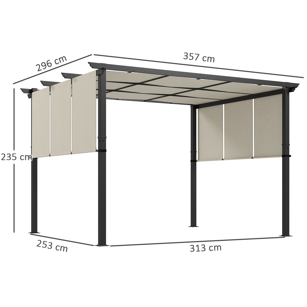 Markise Sonnenschutz. Pergola, wetterbeständig, inkl. Befestigungsmaterial, 3 x 3,5 m, Beige