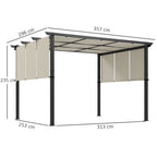 Markise Sonnenschutz. Pergola, wetterbeständig, inkl. Befestigungsmaterial, 3 x 3,5 m, Beige