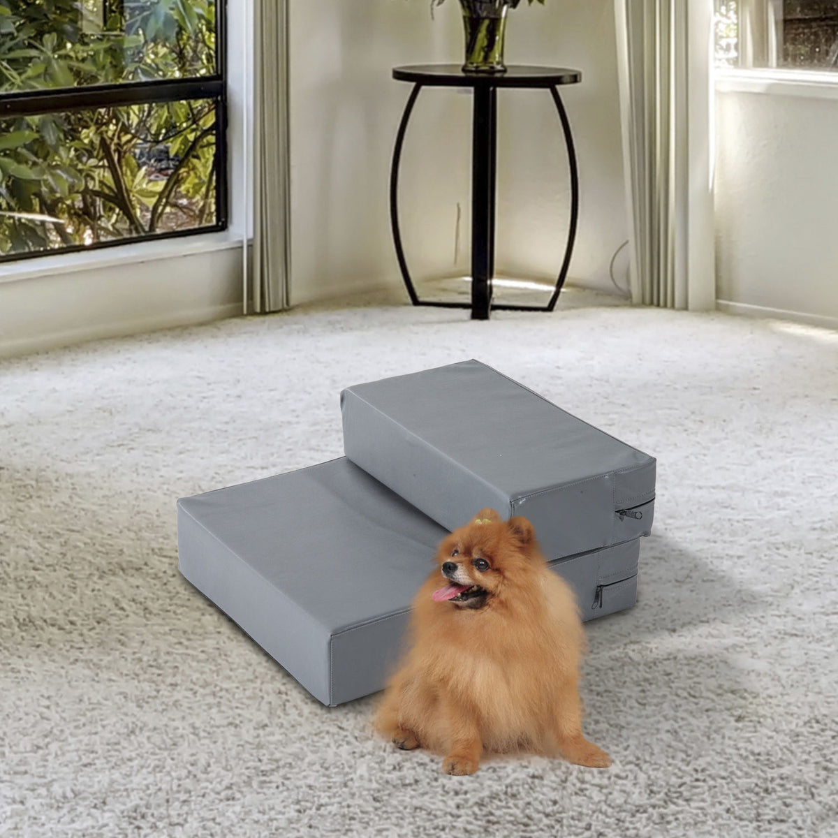 Hundetreppe klappbar Katzentreppe Einstiegshilfe 20 cm Hoch 2 Stufen für Bett, Sofa, Couch und Auto Grau