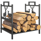 Kaminholzregal für innen 42,5 x 33,5 x 43 cm Brennholzregal für Kamin Ofen aus Metall Schwarz